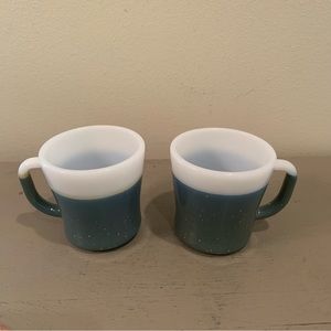 Two Vintage Federal Milk Glass Galaxy Mugs